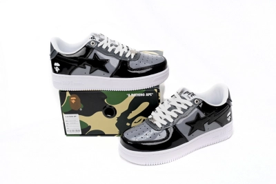 POP  A Bathing Ape Bape Sta Low Black Grey Baolan 1H20 191 046 02