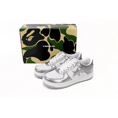 POP Special Sale A Bathing Ape Bape Sta Low Silver 1H73 191 921 02