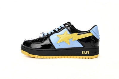 POP  A Bathing Ape Bape Sta Low Black, Blue, And Yellow 1H20 191 046 01