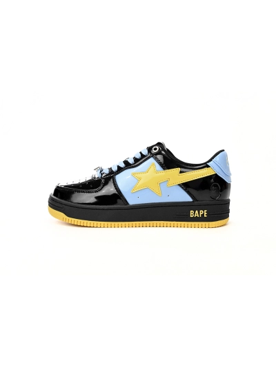 POP  A Bathing Ape Bape Sta Low Black, Blue, And Yellow 1H20 191 046 01