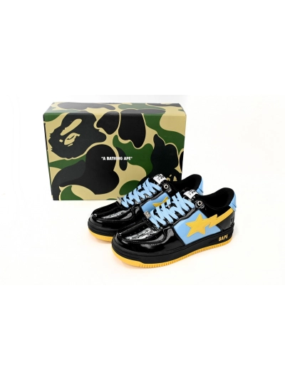 POP  A Bathing Ape Bape Sta Low Black, Blue, And Yellow 1H20 191 046 02