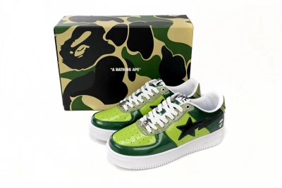 POP  A Bathing Ape Bape Sta Low Black Green Mirror Surface 1H20 190 046 02