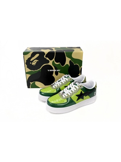 POP  A Bathing Ape Bape Sta Low Black Green Mirror Surface 1H20 190 046 02