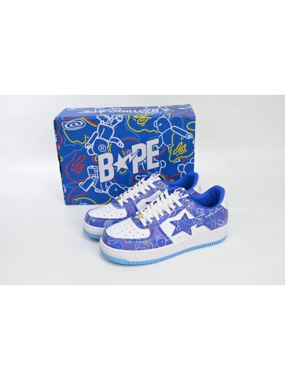 POP  A Bathing Ape Bape Sta Low Black Blue Color Spray Painting 1H73 191 913 02