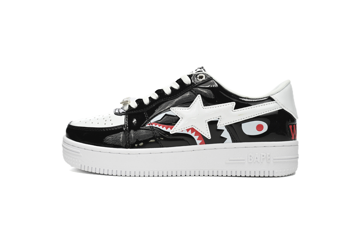 POP Special Sale A Bathing Ape Bape Sta Low Black and White Shark 1H30-191-009