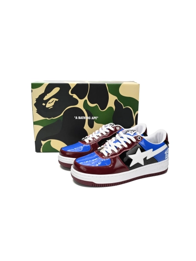 POP  A Bathing Ape Bape Sta Low Baijiu red blue 1H22-191-027 02