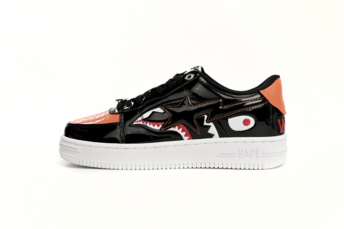 PKGoden {20$ OFF, Litmited Time}  A Bathing Bapesta Sk8 Sta Low Mad Shark Black Orange,  1H30191005-BLK