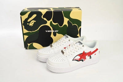 POP  A Bathing Ape Bape Sta Low Shark White,  1H30-191-012-WHT 01