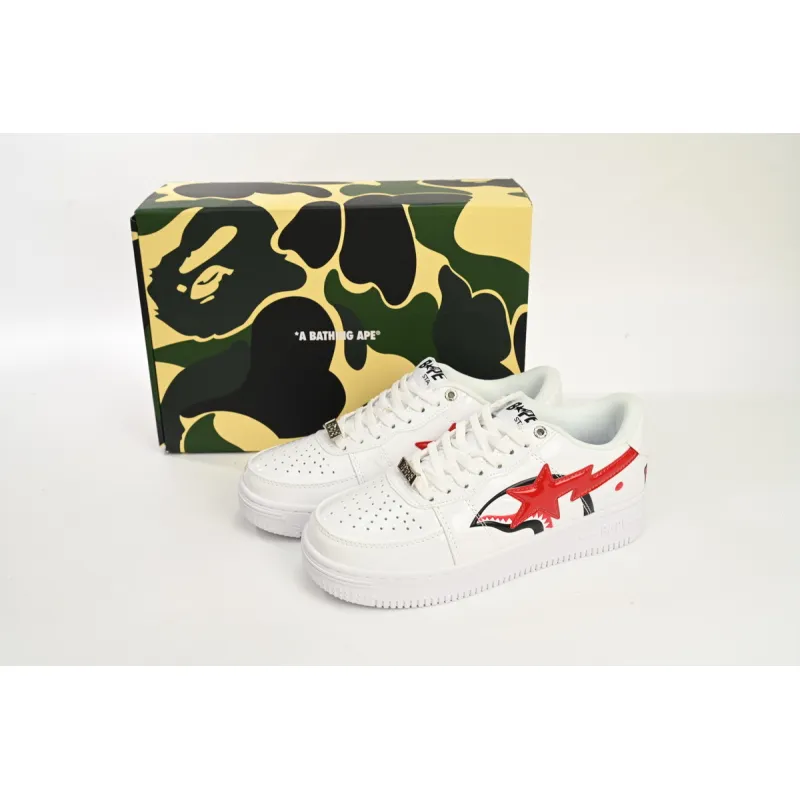 PKGoden  A Bathing Ape Bape Sta Low Shark White,  1H30-191-012-WHT