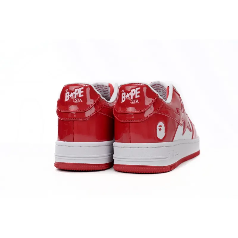  GET {20$ OFF, Litmited Time}  A Bathing Bapesta Sk8 Sta Low Red And White Mirror Surface
