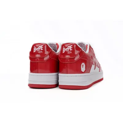  GET {20$ OFF, Litmited Time}  A Bathing Bapesta Sk8 Sta Low Red And White Mirror Surface 02