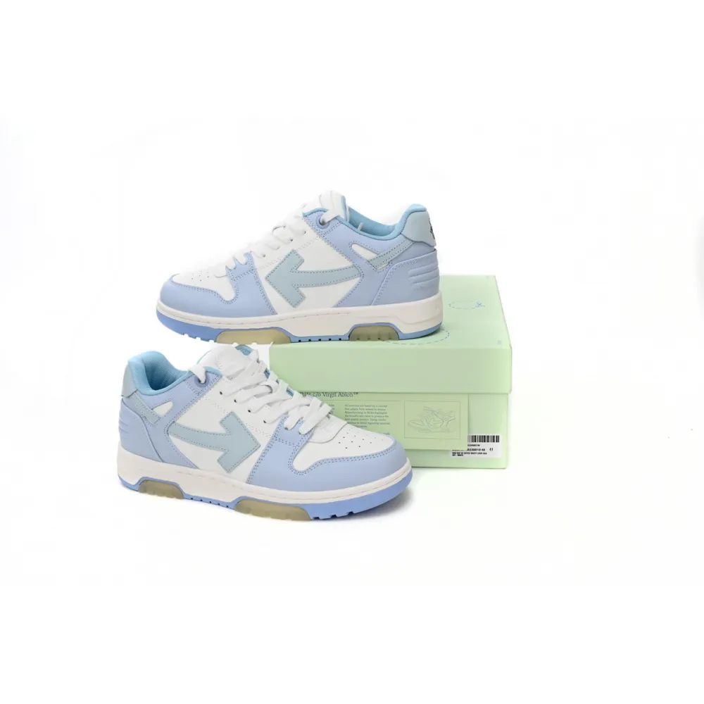 PKGoden  OFF-WHITE OOO Low Out Of Office Calf Leather White Light Blue