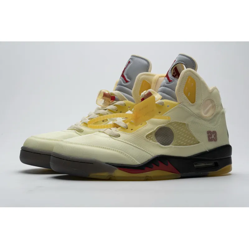 PK God Jordan 5 Retro OFF-WHITE Sail，DH8565-100 the best replica sneaker 