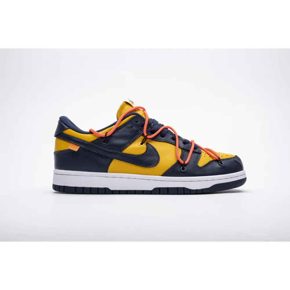PK God Dunk Low Off-White University Gold Midnight Navy, CT0856-700 the best replica sneaker 
