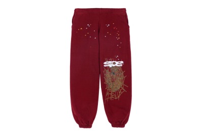  Sp5der Logo Maroon Sweatpants 01