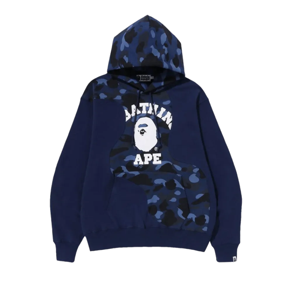 PKGoden BAPE Color Camo College Cutting Relaxed Fit Hoodie 'Navy', 1J30 114 007 NAVY