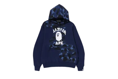 BAPE Color Camo College Cutting Relaxed Fit Hoodie 'Navy', 1J30 114 007 NAVY 01