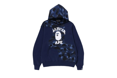 BAPE Color Camo College Cutting Relaxed Fit Hoodie 'Navy', 1J30 114 007 NAVY 01
