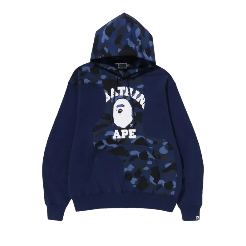 PKGoden BAPE Color Camo College Cutting Relaxed Fit Hoodie 'Navy', 1J30 114 007 NAVY