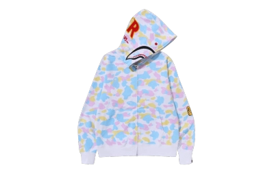 BAPE Multi Camo 2nd Shark Full Zip Hoodie 'White', 1J20 115 001 WHITE 01
