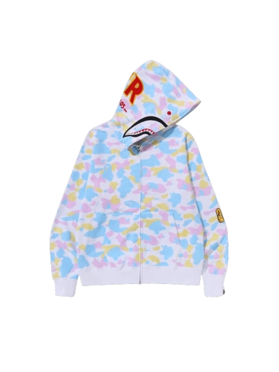 BAPE Multi Camo 2nd Shark Full Zip Hoodie 'White', 1J20 115 001 WHITE 01