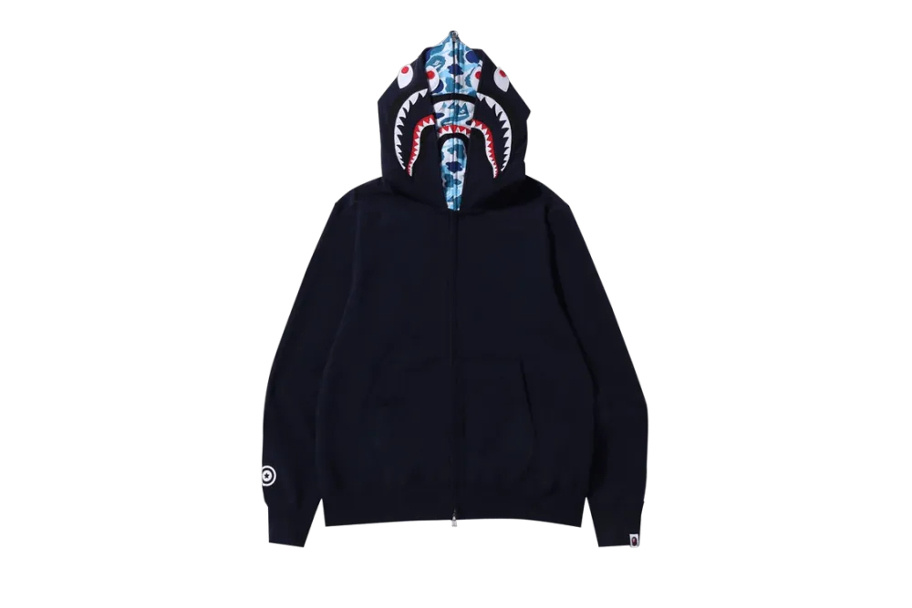 BAPE ABC Camo Shark Wide Fit Full Zip Double Hoodie 'Navy', 1I30 115 016 NAVY