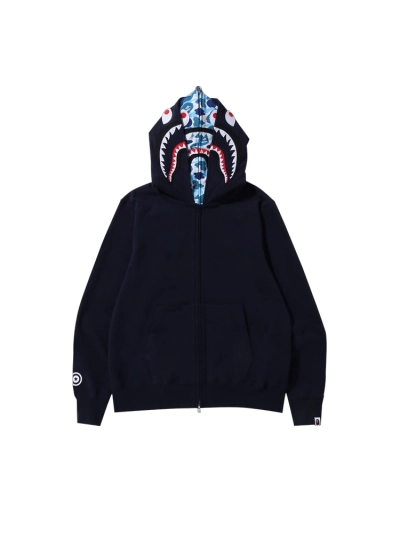 BAPE ABC Camo Shark Wide Fit Full Zip Double Hoodie 'Navy', 1I30 115 016 NAVY 01