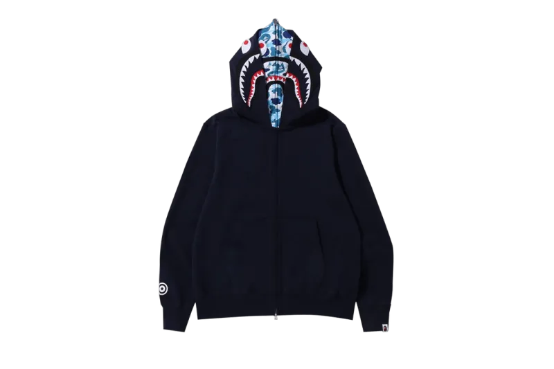 BAPE ABC Camo Shark Wide Fit Full Zip Double Hoodie 'Navy', 1I30 115 016 NAVY