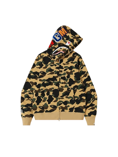 BAPE 1st Camo Shark Full Zip Hoodie 'Yellow', 1I20 115 004 YELLOW 01