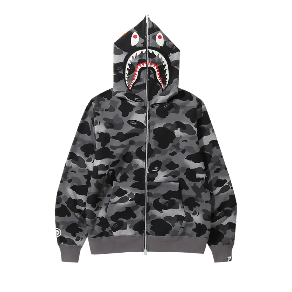 PKGoden BAPE Grid Camo Shark Full Zip Hoodie 'Black', 1I80 115 005 BLACK