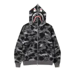 Perfectkicks   BAPE Grid Camo Shark Full Zip Hoodie 'Black', 1I80 115 005 BLACK