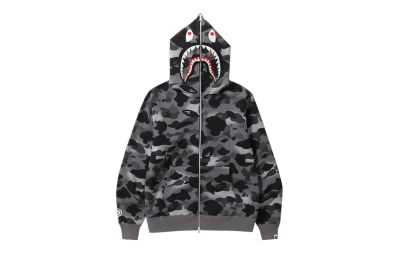 BAPE Grid Camo Shark Full Zip Hoodie 'Black', 1I80 115 005 BLACK 01