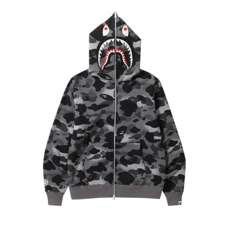 PKGoden BAPE Grid Camo Shark Full Zip Hoodie 'Black', 1I80 115 005 BLACK