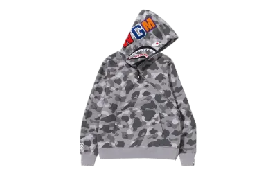BAPE Honeycomb Camo Shark Full Zip Hoodie 'Grey', 1J30 115 009 GREY 01