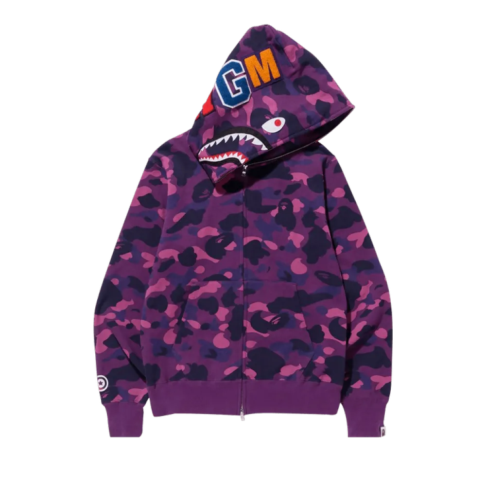 PKGoden BAPE Color Camo Shark Full Zip Hoodie 'Purple', 1H70 115 008 PURPLE