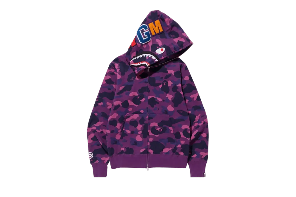 BAPE Color Camo Shark Full Zip Hoodie 'Purple', 1H70 115 008 PURPLE