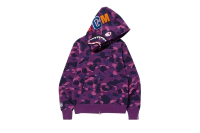 BAPE Color Camo Shark Full Zip Hoodie 'Purple', 1H70 115 008 PURPLE 01