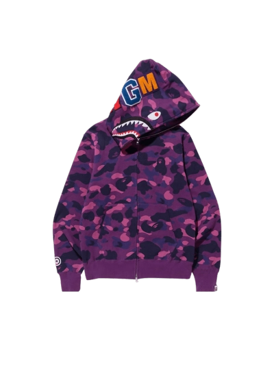 BAPE Color Camo Shark Full Zip Hoodie 'Purple', 1H70 115 008 PURPLE 01