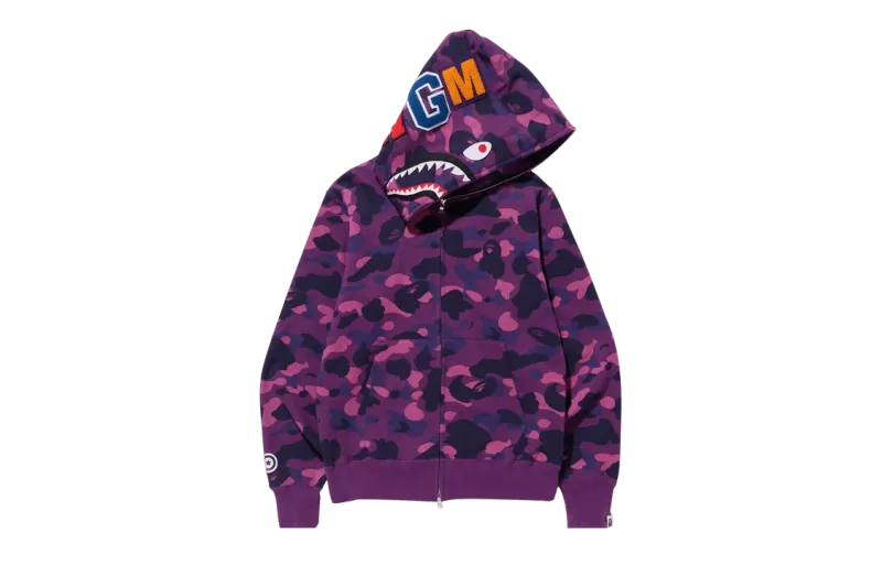 BAPE Color Camo Shark Full Zip Hoodie 'Purple', 1H70 115 008 PURPLE