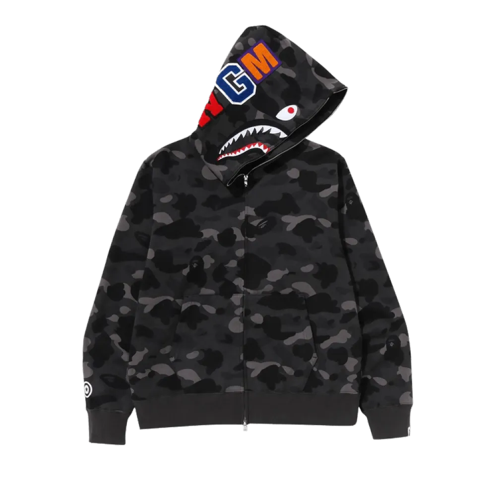 PKGoden BAPE Color Camo Shark Full Zip Hoodie 'Black', 1J20 115 003 BLACK