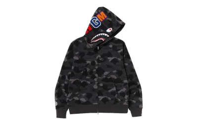 BAPE Color Camo Shark Full Zip Hoodie 'Black', 1J20 115 003 BLACK 01