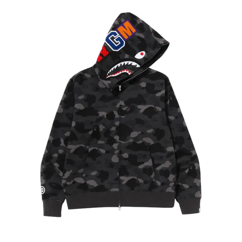 Perfectkicks   BAPE Color Camo Shark Full Zip Hoodie 'Black', 1J20 115 003 BLACK