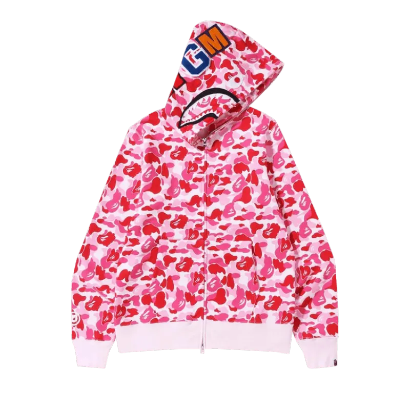 PKGoden BAPE ABC Camo Shark Full Zip Hoodie 'Pink', 1J30 115 007 PINK