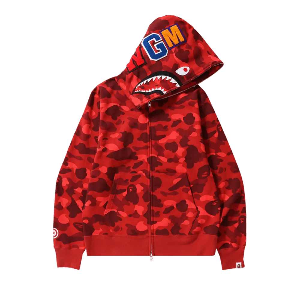 Perfectkicks   BAPE Color Camo Shark Full Zip Hoodie 'Red', 1H70 115 008 RED