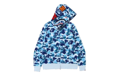BAPE Big ABC Camo Shark Full Zip Hoodie 'Blue', 1I80 115 011 BLUE 01