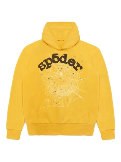 Sp5der Worldwide Classic Yellow Hoodie 01