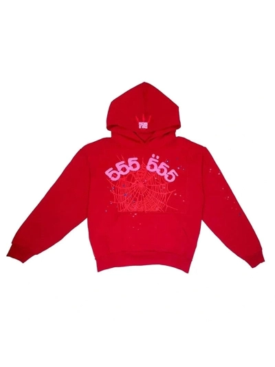  Sp5der Worldwide Red 555 Hoodie 01