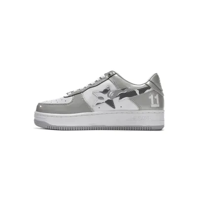  GET {20$ OFF, Litmited Time}  A Bathing Bapesta Sk8 Sta Low White Grey Mirror Surface 02