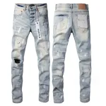 New Purple Brand Fashion Men Black Jeans Distressed Hole