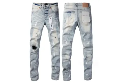 New Purple Brand Fashion Men Black Jeans Distressed Hole 01